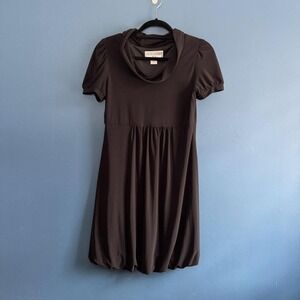 Jessica Howard Petite Black Bubble Hem Dress Women's Size 8 Cowl Neck Preppy